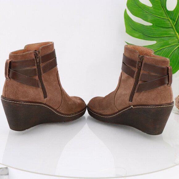 Sofft Womens Caralee Boot Size 9 Brown Suede Wedge Heel Bootie Ankle Strap Comfy - Picture 8 of 12